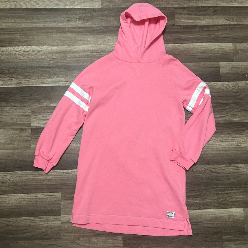 Old Navy Hooded Sweatshirt Dress Kids XXL 18 Pink Varsity Stripe Sporty Preppy